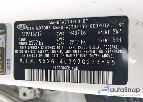 2018 Kia Optima Ex z USA, uszkodzony, nr VIN 5XXGU4L39JG223895